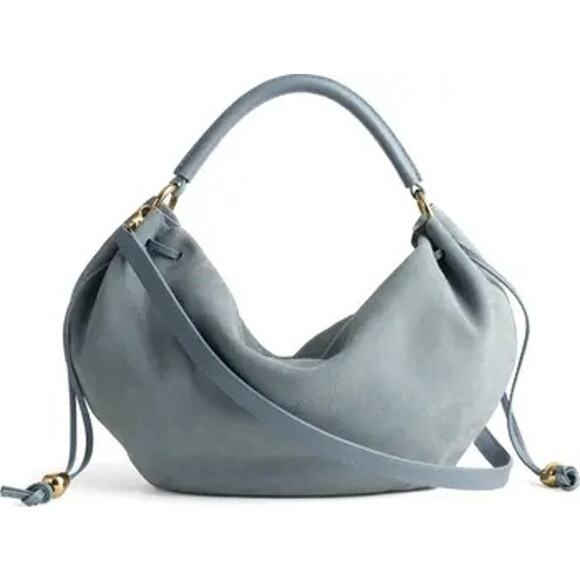 Madewell Handbags - NWT Madewell The Camren Gathered Suede Shoulder Bag Serene Blue